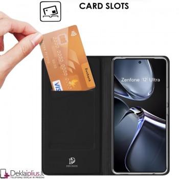 Dux Ducis Skin Pro dirbtinės odos dėklas - juodas (Asus Zenfone 12 Ultra)